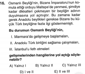 osmanlı kuruluş dönemi testi çöz