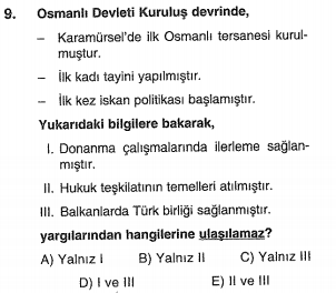 ygs osmanlı kuruluş dönemi testi çöz