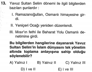 ygs osmanlı yükselme dönemi testi çöz