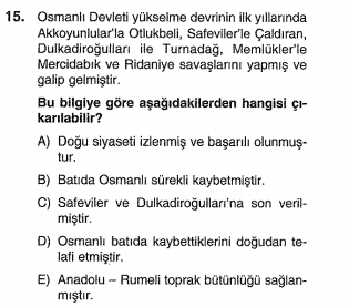 ygs osmanlı yükselme dönemi testi çöz